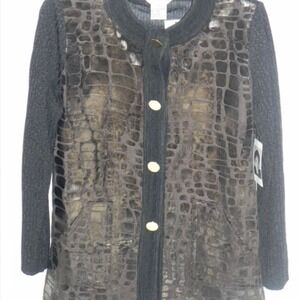Exclusively Misook Women's Brown‎ Black Cardigan M